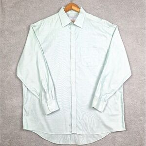Charles‎ Tyrwhitt Dress Shirt Mens 18 37 XL Green Gingham Microcheck Button Down